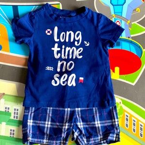 First Impressions 2 Piece T-Shirt and Blue Plaid Shorts 18 Months